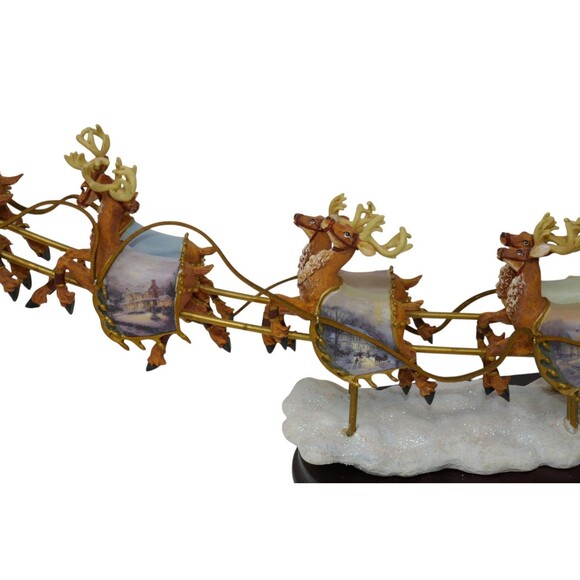 Bradford 2004 Thomas Kinkade Night Before Christmas Illuminated Santa Sleigh - Picture 16 of 16